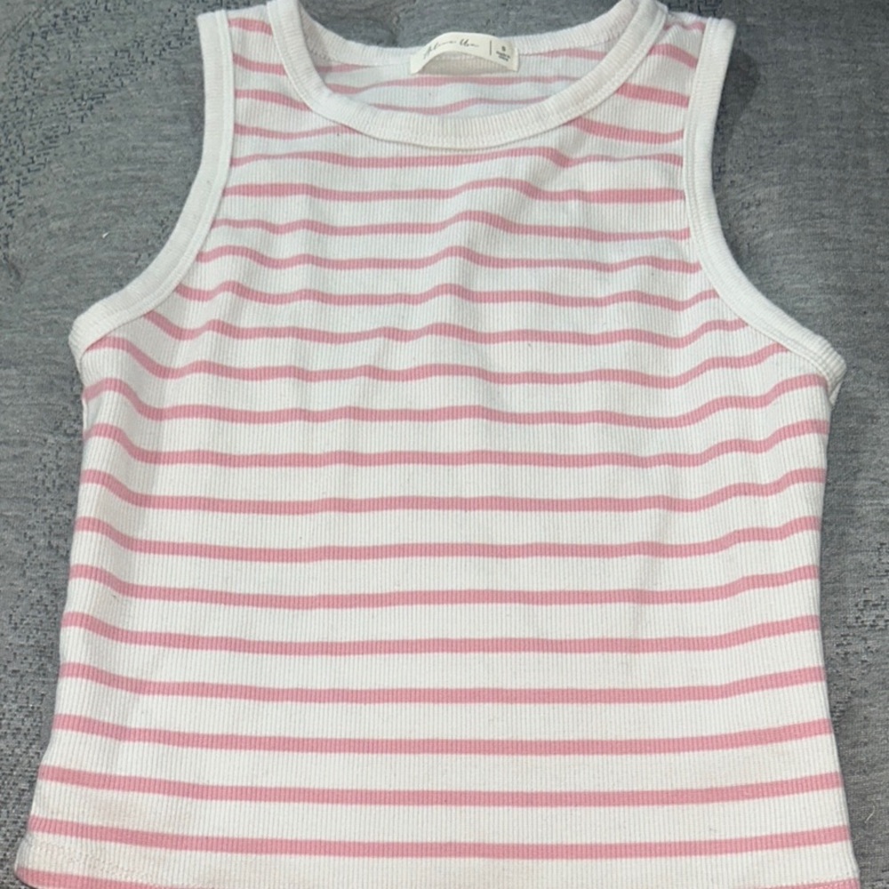 Pink & White Striped Tank Top